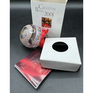 Hutschenreuther Germany 2001 Clear Crystal Ball Dog Sled Christmas Ornament